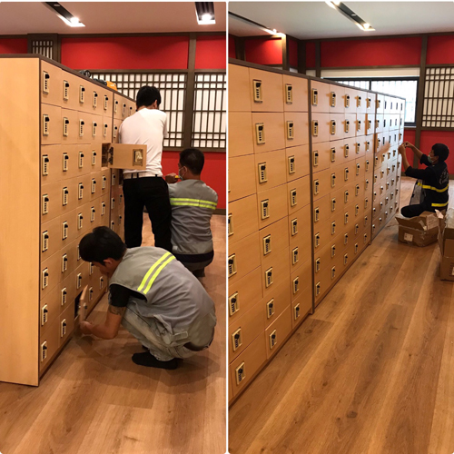 Lắp đặt tủ locker gỗ cho dự án Onsen Quanh Hanh