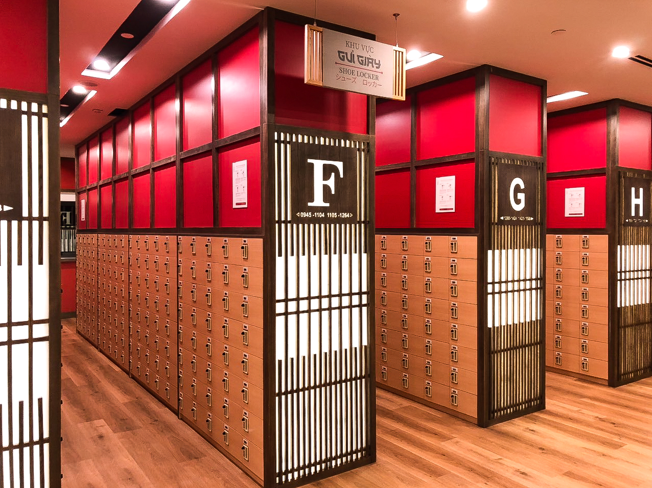 tủ locker đựng giày và áo tắm Onsen kết hợp Khóa Số 3S