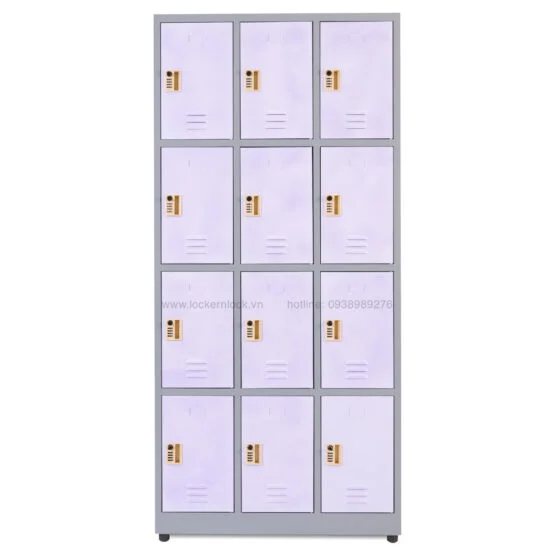 Tủ locker sắt dòng N4 12 ngăn 3 cột màu tím