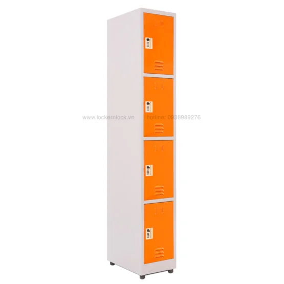 Tủ locker sắt dòng N4 4 ngăn 1 cột màu cam