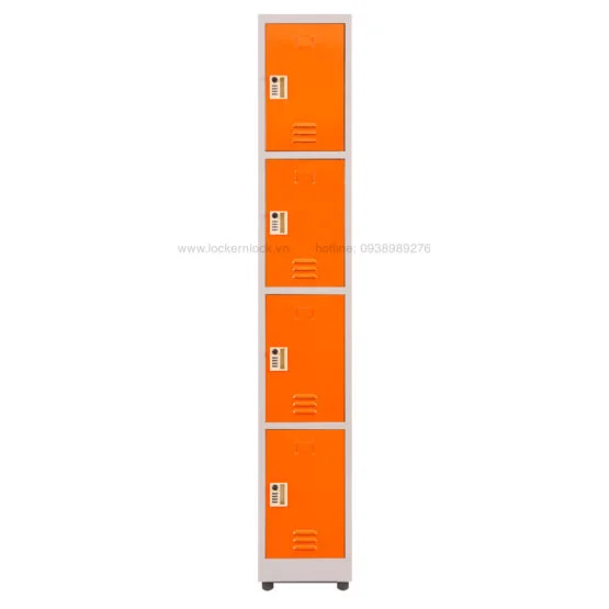 Tủ locker sắt dòng N4 4 ngăn 1 cột màu cam