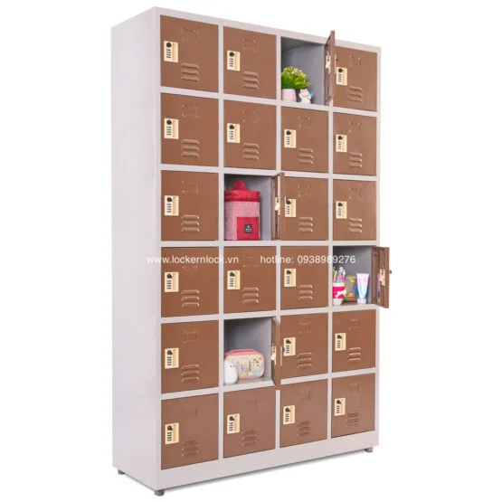 Tủ locker sắt dòng NS6 24 ngăn 4 cột màu nâu