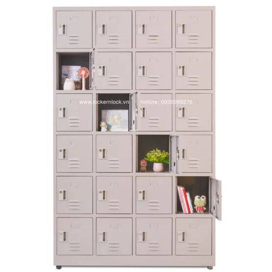 Tủ locker sắt dòng NS6 24 ngăn 4 cột màu xám