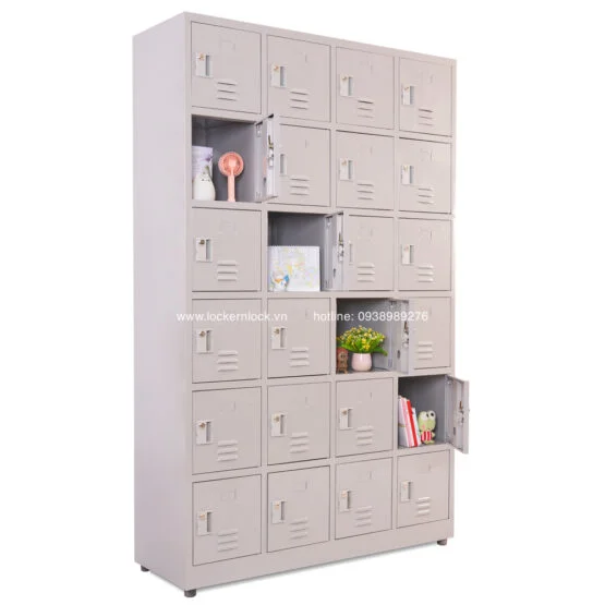 Tủ locker sắt dòng NS6 24 ngăn 4 cột màu xám