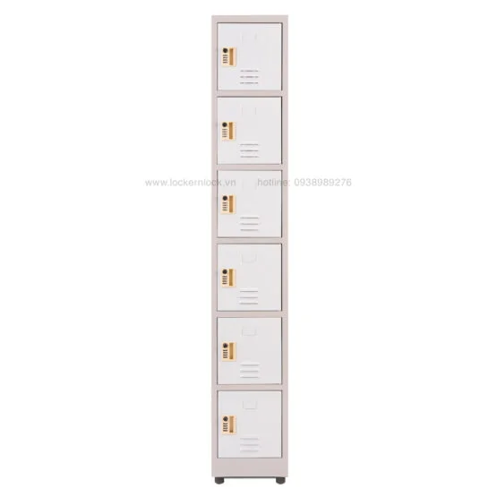 Tủ locker sắt dòng NS6 6 ngăn 1 cột màu xám