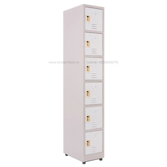 Tủ locker sắt dòng NS6 6 ngăn 1 cột màu xám