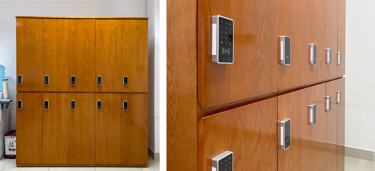 Tủ locker gỗ kèm khóa điên tử