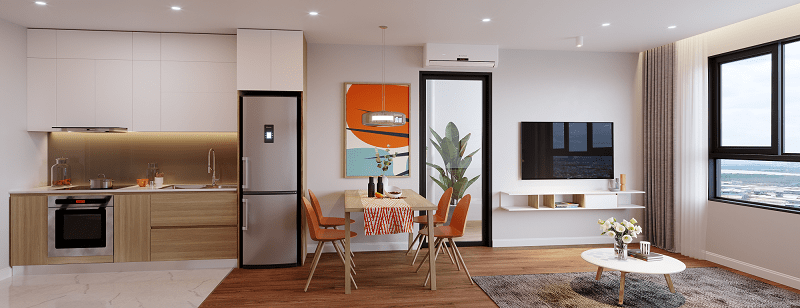 Tất cả nội thất trong phòng được bố trí cùng hướng