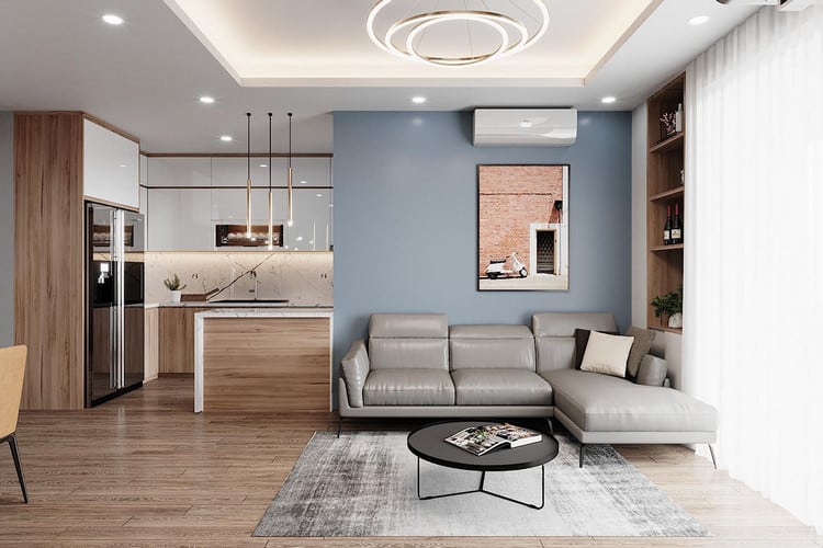 Phòng khách đâu lưng với bếp