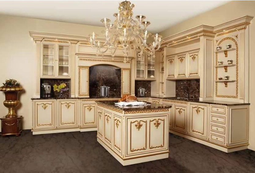 Nối thất gỗ phòng bếp tân cổ điển