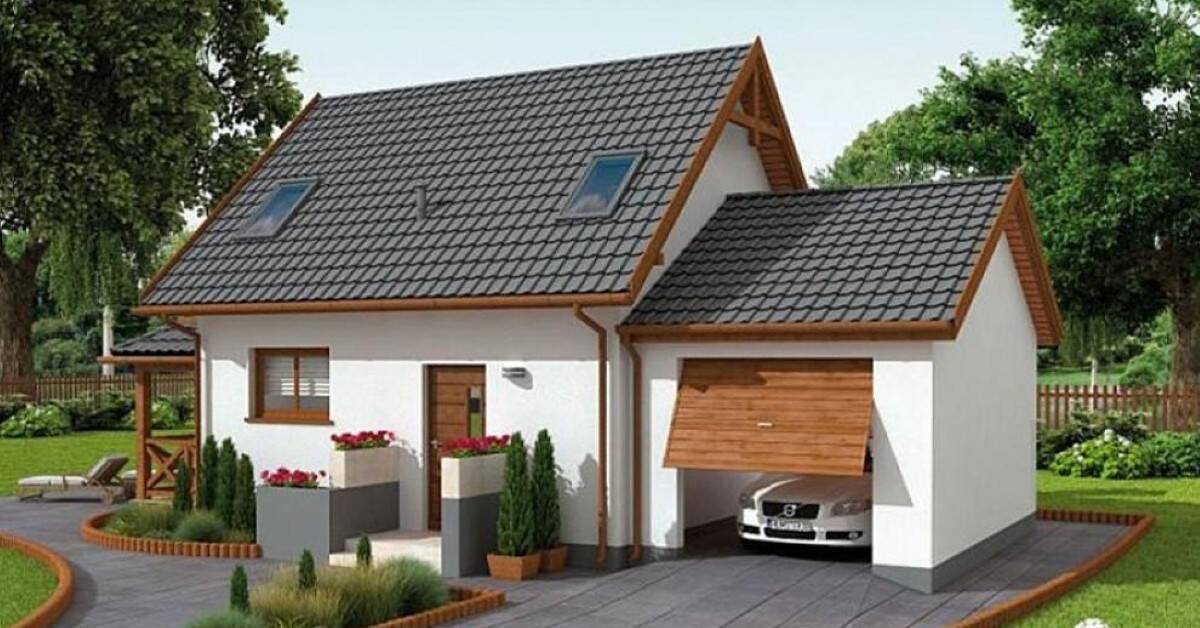 Mái dốc cấp 4 có garage xe hơi