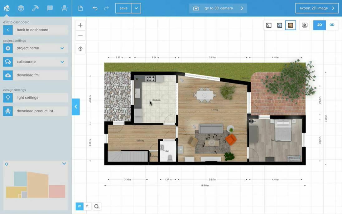 Giao diện thiết kế của Floorplanner