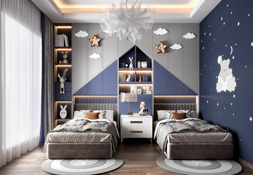 Phòng cho bé với tông màu nhã nhặn và chi tiết trang trí đáng yêu