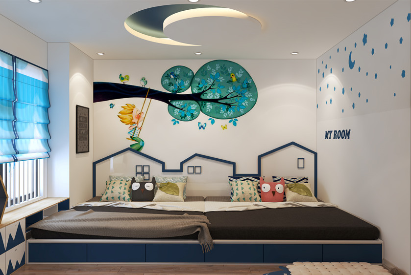 Phòng ngủ trẻ em với thiết kế giường đôi độc đáo