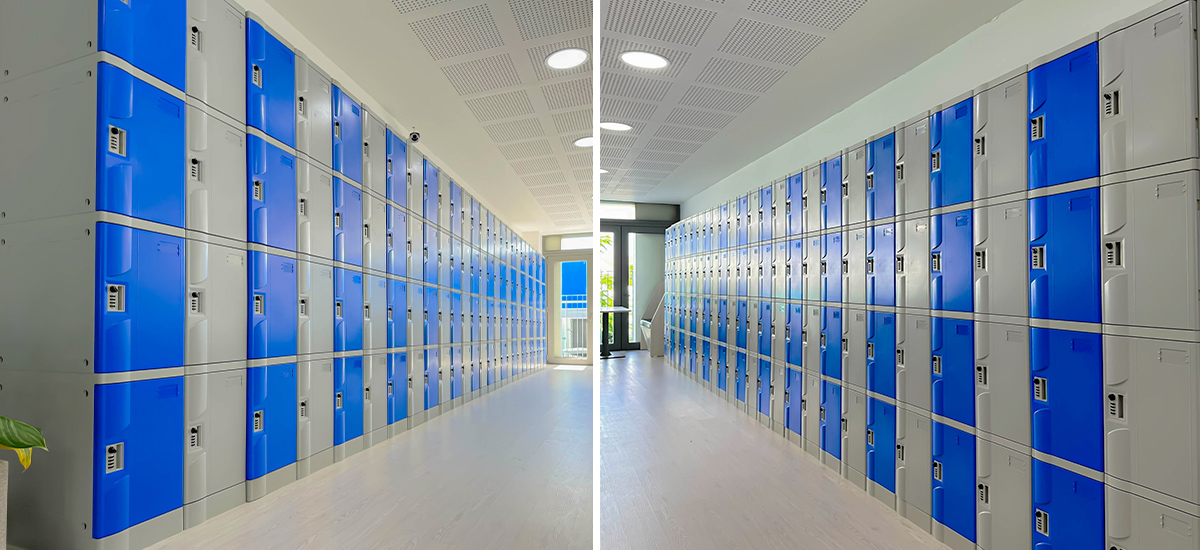 Hai góc nhìn khác nhau của tủ locker ABS tại Trường Quốc Tế Anh Việt