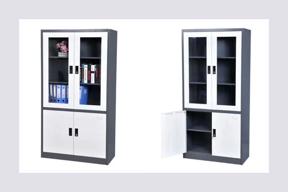 Tủ văn phòng 4 ngăn 2 cánh kính