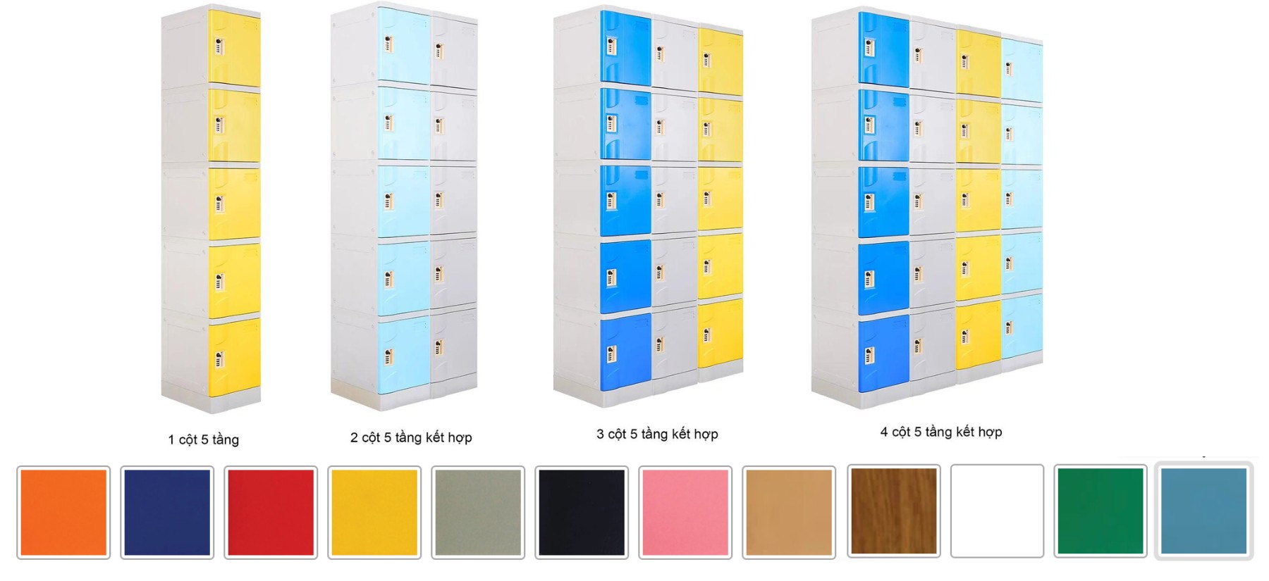 Tủ khoá ABS dòng NS5 với đa dạng màu sắc