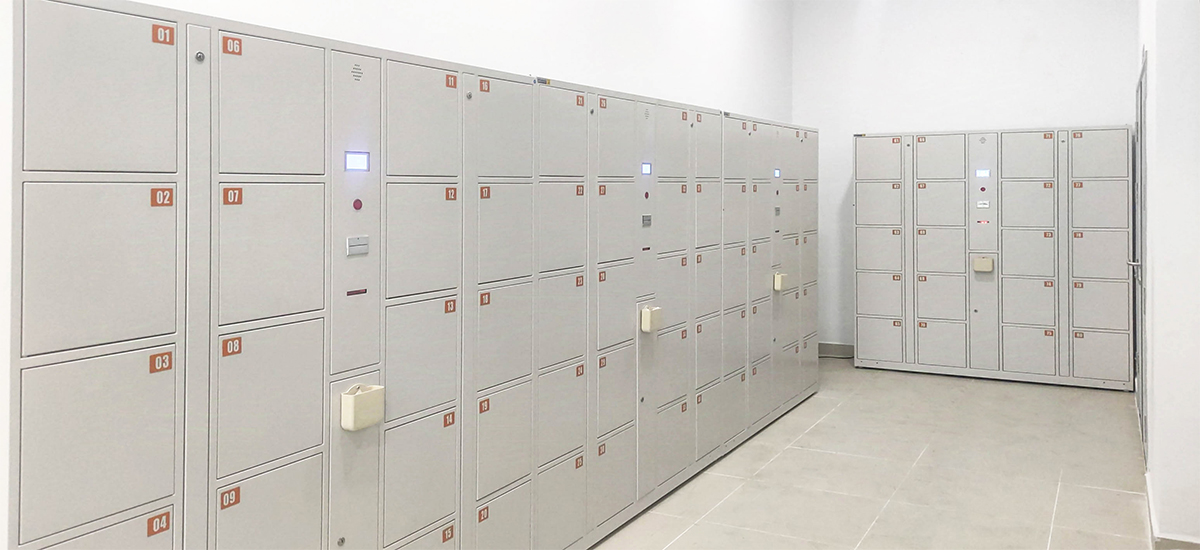 Hình thực tế tủ eLocker tự động tại siêu thị Satra do Locker & Lock sản xuất