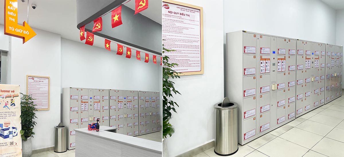 Tủ eLocker giúp khách hàng gửi đồ nhanh chóng, rảnh tay mua sắm tiện lợi