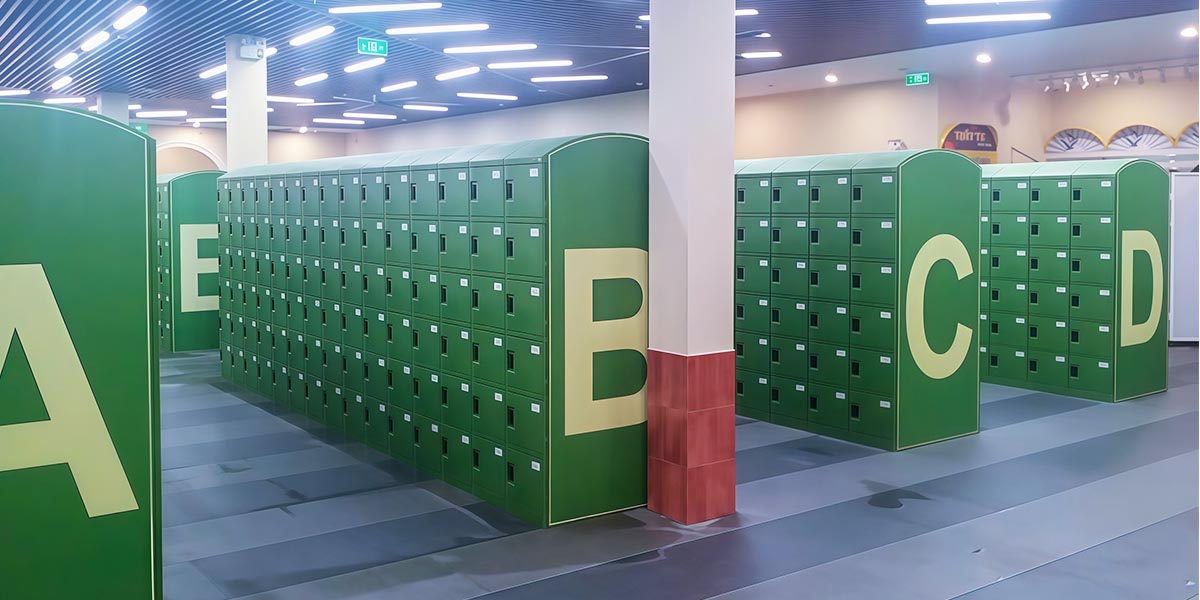 Hình ảnh tổng thể khu vực lắp đặt tủ locker – Locker & Lock cung cấp