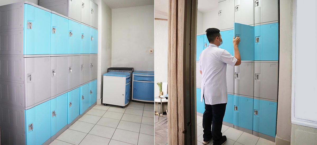 Tủ Locker ABS ứng dụng trong bệnh viện.