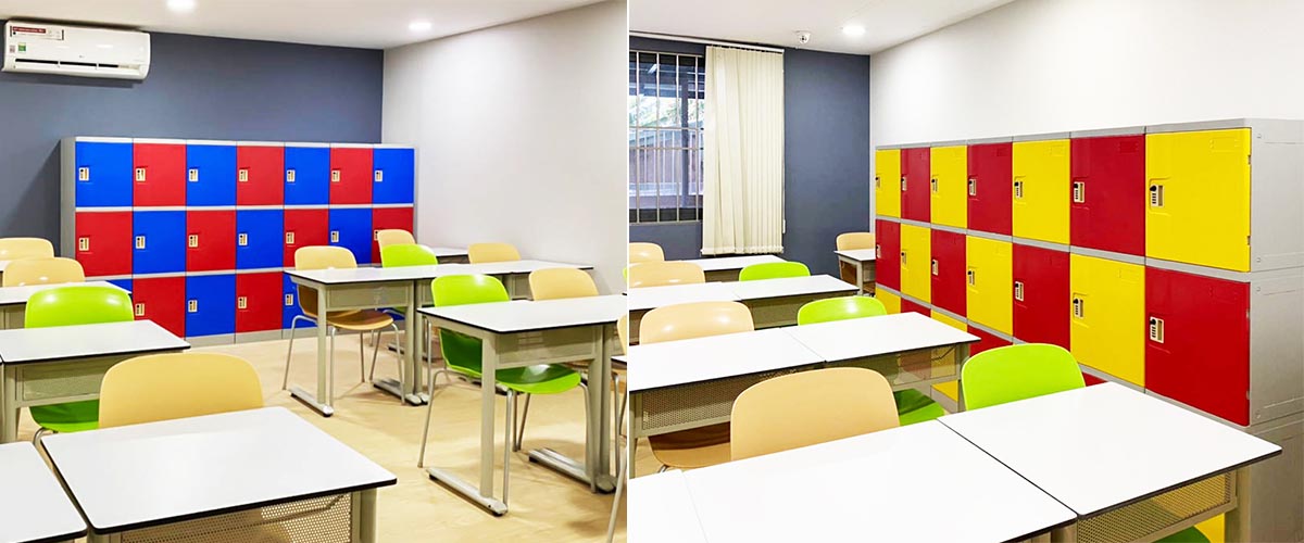 Tủ locker ABS giúp lưu trữ đồ dùng cá nhân cho học sinh gọn gàng, ngăn nắp