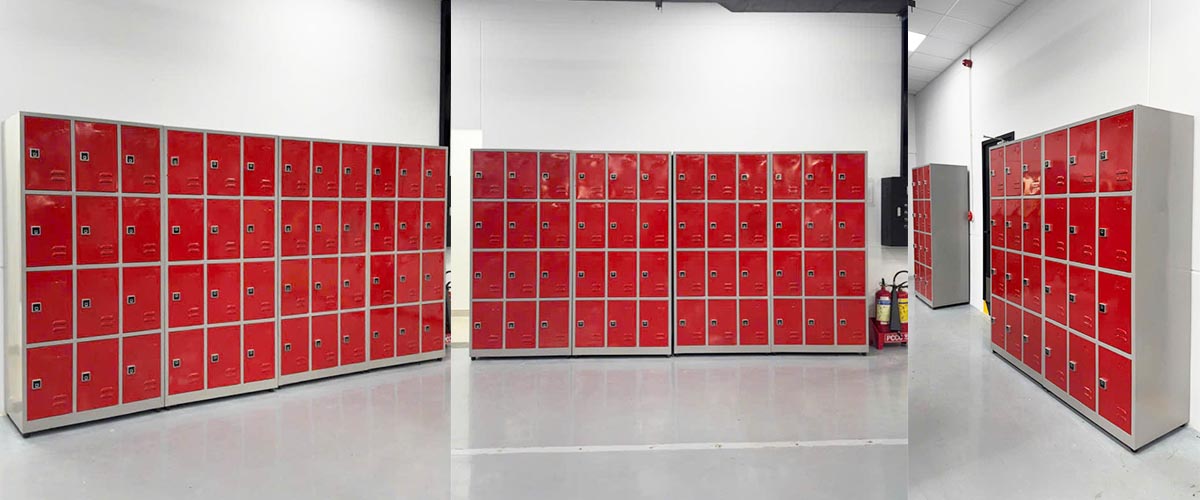 Tủ locker sắt sau khi thi công hoàn thiện, bố trí gọn gàng, khoa học.