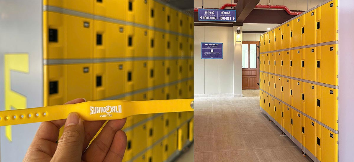 Vòng đeo tay RFID wristband chống nước dùng để mở tủ locker tại công viên nước.