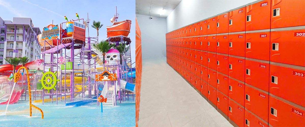 Tủ locker ABS tại khu vực thay đồ bên trong resort 