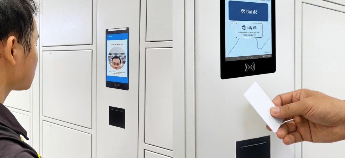 Industrial vending machine tích hợp FaceID và RFID giúp công nhân truy cập nhanh chóng.