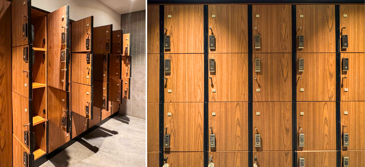 Khu locker phòng thay đồ nam – bố trí khoa học, đảm bảo an toàn cho tư trang cá nhân.