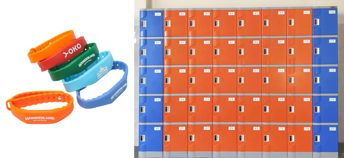 Du khách có thể mở/đóng tủ nhanh chóng thông qua vòng tay RFID.