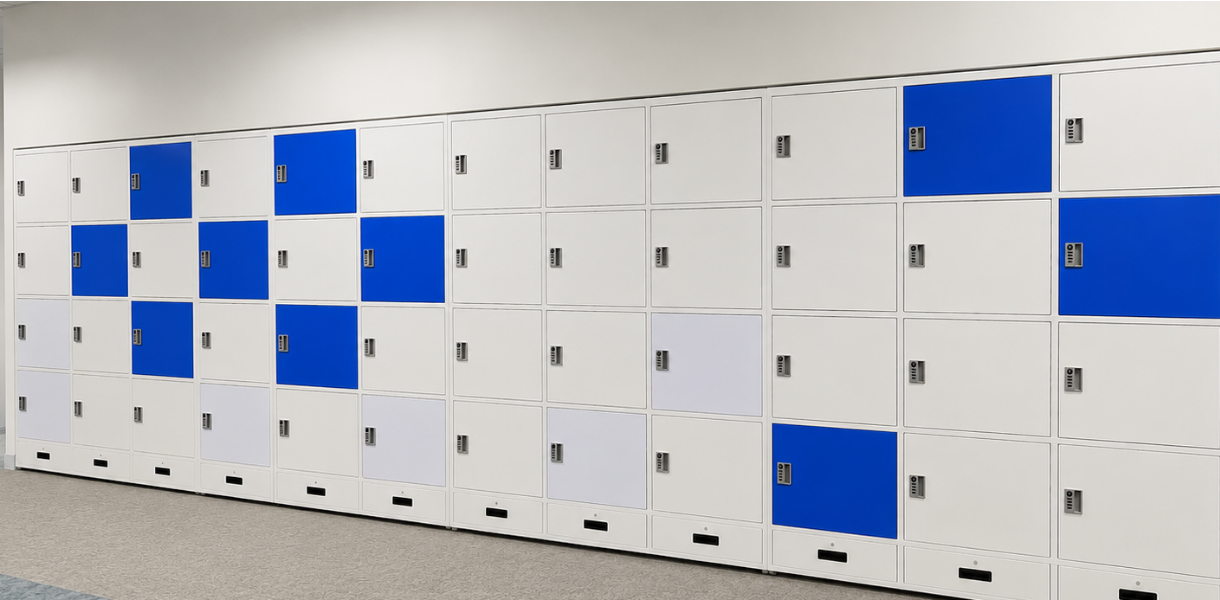 Tủ locker lưu trữ đồ cá nhân được bố trí cho nhân viên tại UOB. 
