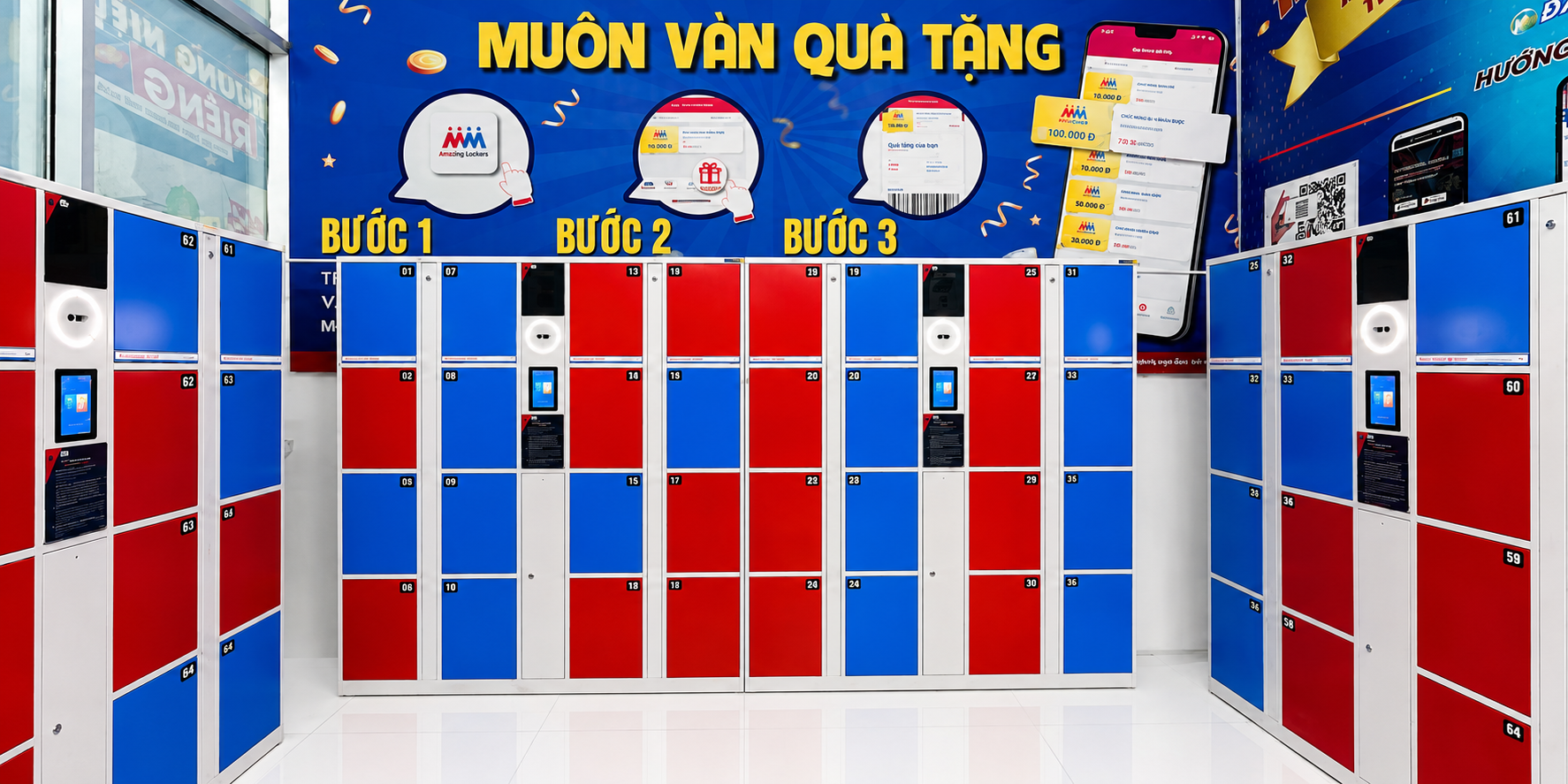 Smart locker tại siêu thị và trung tâm thương mại và siêu thị